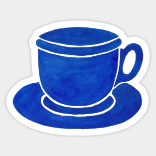 Blue Watercolour Tea Cup And Saucer Sticker